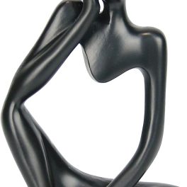 INNOLITES Resin Statue Thinker Style Decoration Abstract Sculptures Collectible Figurines for Home Decor Modern Office Shelf Desktop(Black Left)
