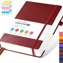 Lined Thick Journal Notebook for Writing Women Men, 320 Pages, Medium 5.7 inches x 8.4 inches, Hardcover Leather Notebook with 100 gsm Thick Paper, Burgundy