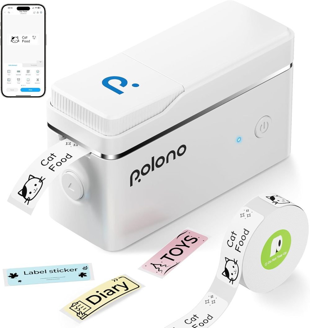 POLONO Label Maker Machine with Tape, P31S Bluetooth Label Printer, Mini Label Maker with Multiple Templates for School Office Home Organization, Wireless Portable Thermal Printer for Storage, White - Image 9