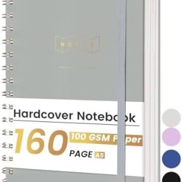 Yoment Spiral Notebook for Work A5 Small Spiral Notebooks 5x7 160 Pages Hardcover Spiral Notebook College Ruled Spiral Bound Journal for Writing Note Taking School, Gray