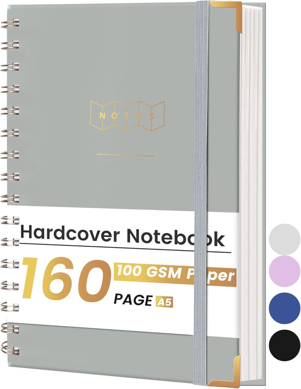 Yoment Spiral Notebook for Work A5 Small Spiral Notebooks 5x7 160 Pages Hardcover Spiral Notebook College Ruled Spiral Bound Journal for Writing Note Taking School, Gray - Image 9